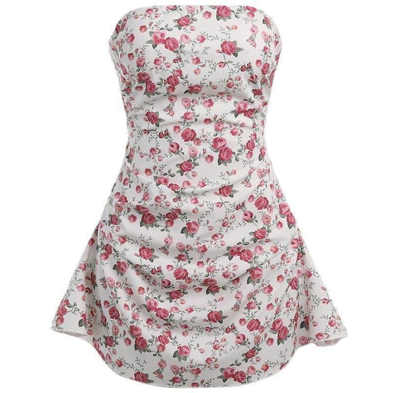 Damen Motiviertes Minikleid mit gerafftem Oberteil und Blumenmuster R&B