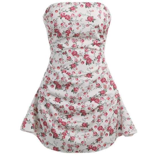 Damen Motiviertes Minikleid mit gerafftem Oberteil und Blumenmuster R&B