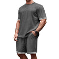 Herren nan sportliches Jersey-Set aus Kurzarmshirt und Bermudashorts mit Kontraststreifen elastischem Bund und Eingrifftaschen R&B