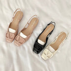 Damen Slingback-Schuhe mit modischer Schnalle und komfortablem Blockabsatz R&B