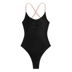 Damen Sportlicher einteiliger Badeanzug mit stylischen geflochtenen Trägern R&B