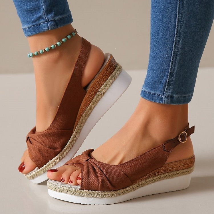 Damen Wedge-Sandaletten mit elegantem Knoten-Design R&B
