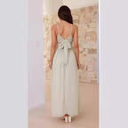 Damen Maxikleid mit schmalen Spaghetti-Trägern und elegantem Wickel-Design R&B