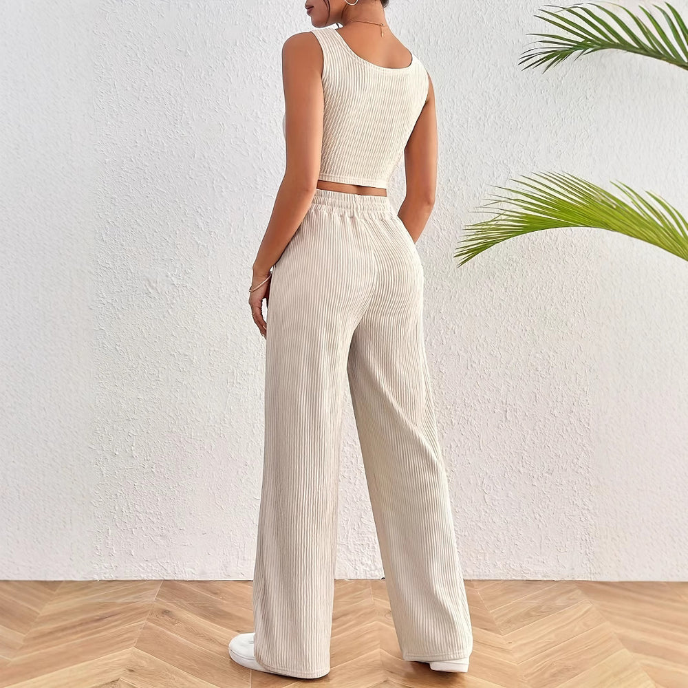 Damen gemütliches Ripp-Set mit weitem Schnitt R&B