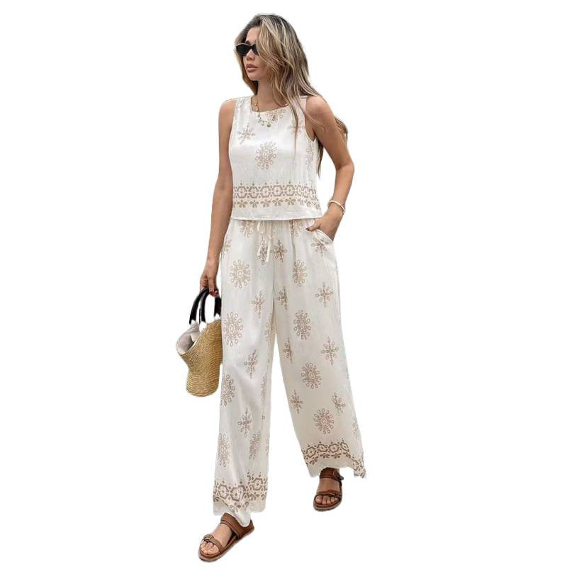 Damen zwei-teiliges Sommer Set mit feiner Stickerei und weitem Schnitt R&B