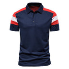 Herren Poloshirt mit modernem Farbblockdesign und atmungsaktiver Baumwollmischung