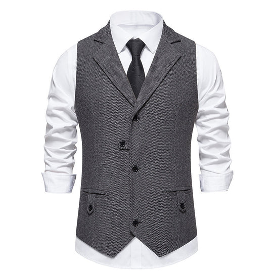 Herren elegante Weste mit modernem Hahnentritt-Muster R&B