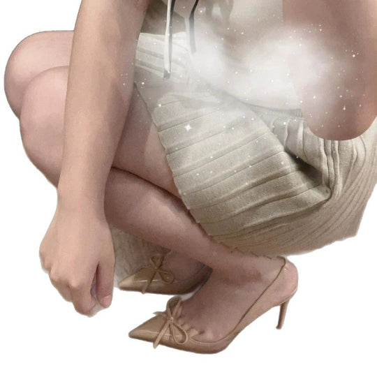 Damen stilvolle Slingback-Heels mit eleganter Schleifenverzierung R&B