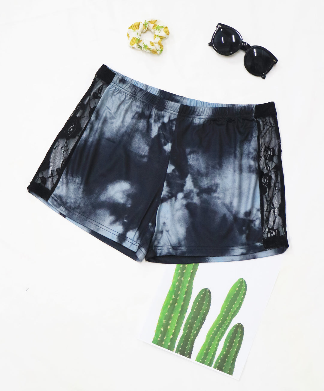 Damen lässiges Cropped T-Shirt mit Wolkenmuster R&B