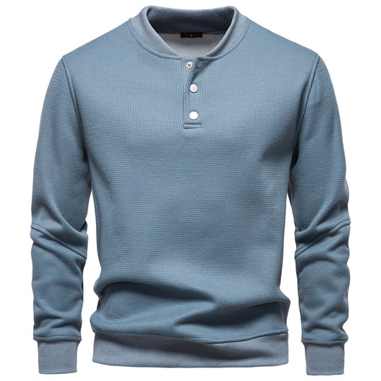 Herren Langarm-Pullover mit Knopfleiste und strukturiertem Gewebe R&B