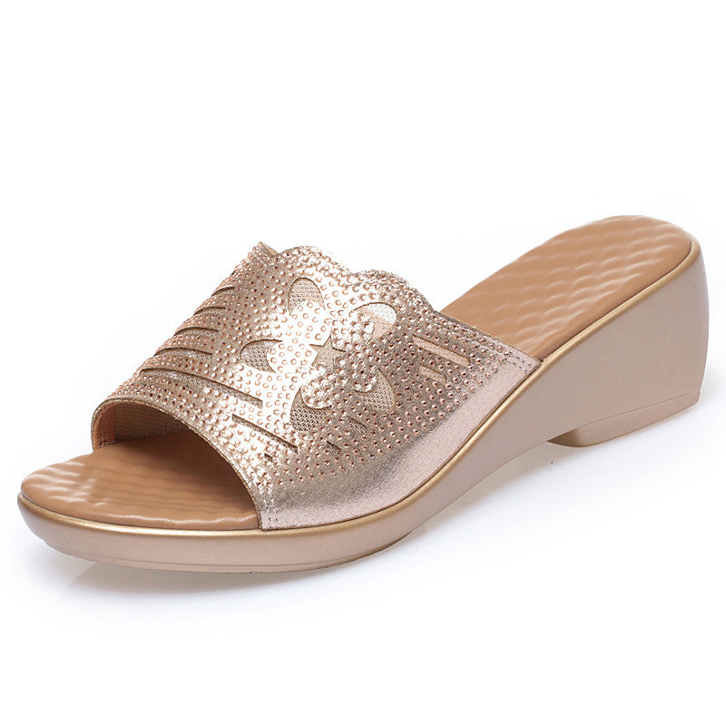 Damen Fashion Sandalen mit modischer Blütenapplikation und komfortablem Plateau R&B