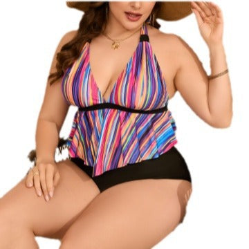 Damen fließendes Bikini-Oberteil mit Rüschen R&B