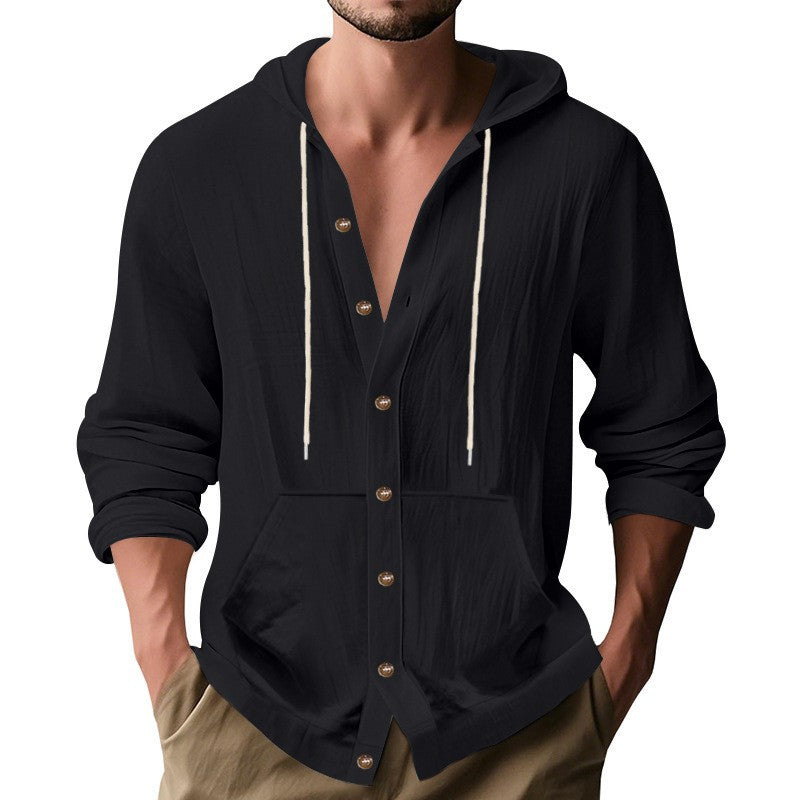Herren lässiges Kapuzenshirt mit Knopfdetail und praktischen Taschen R&B