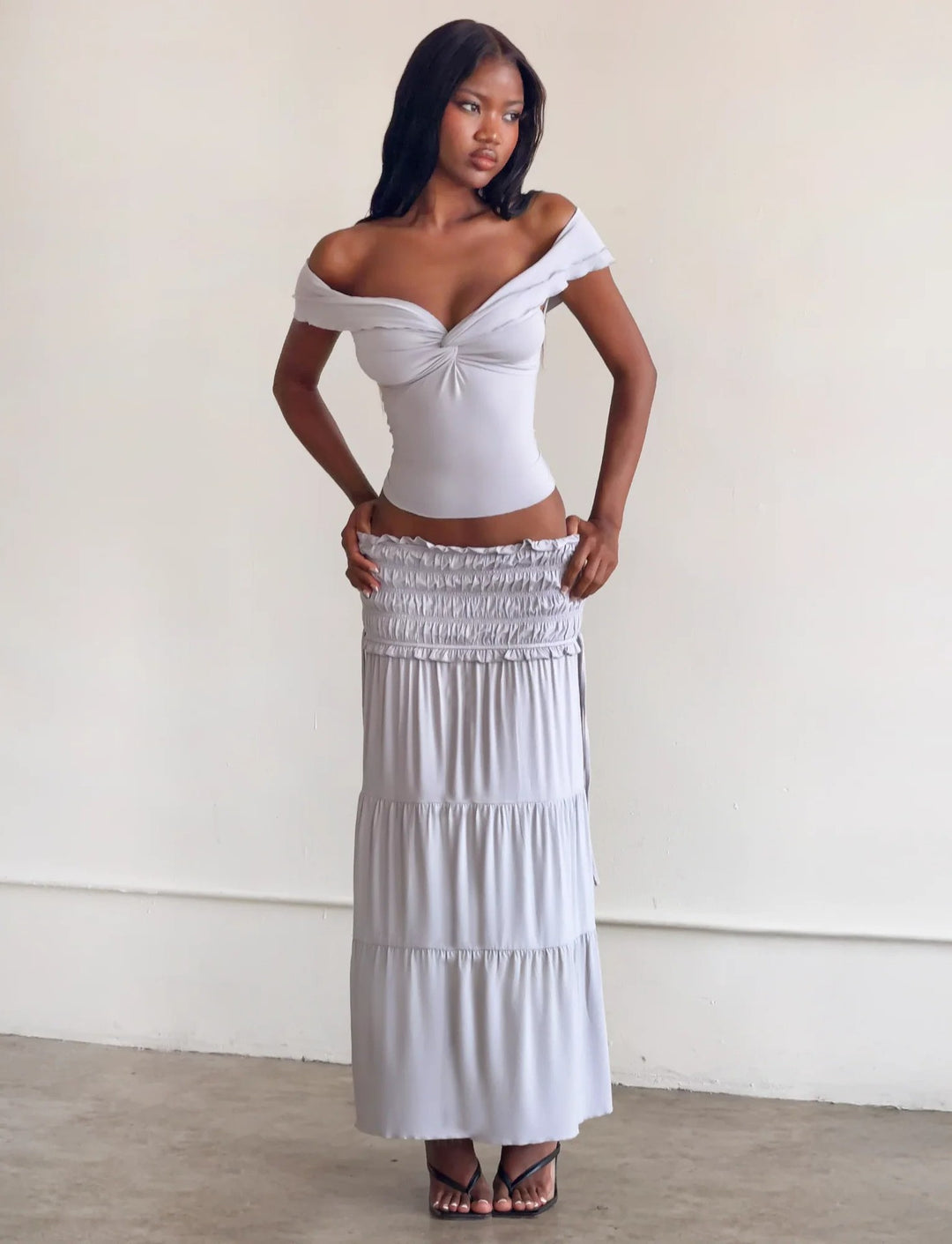 Damen Elegantes Wickeloberteil und maxirock R&B