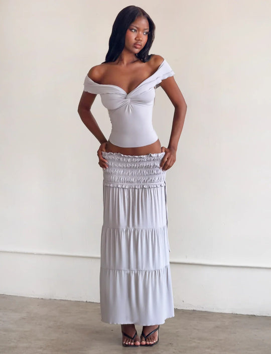 Damen Elegantes Wickeloberteil und maxirock R&B