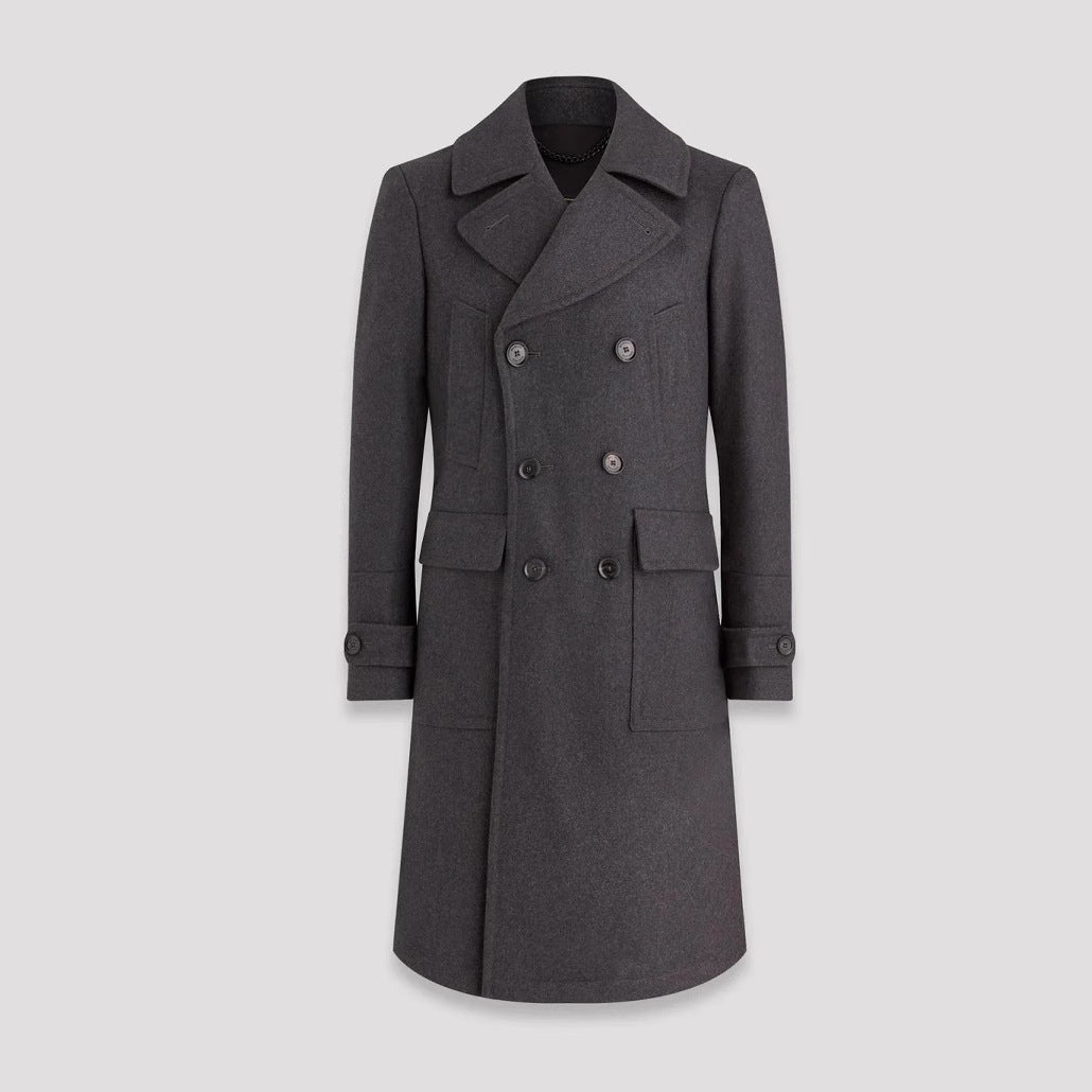 Herren eleganter Doppelt-Mantel mit praktischen Taschen und hochwertigem Futter R&B