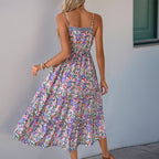 Damen Maxikleid mit floralem Design und verstellbarem Taillenzug R&B