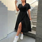 Damen Wickelkleid mit elegantem Schlitz und taillierter Silhouette R&B