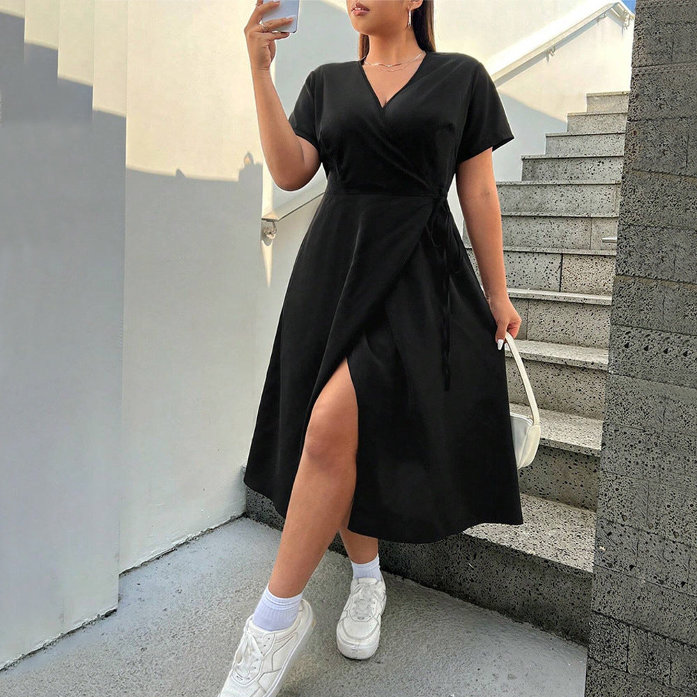 Damen Wickelkleid mit elegantem Schlitz und taillierter Silhouette R&B
