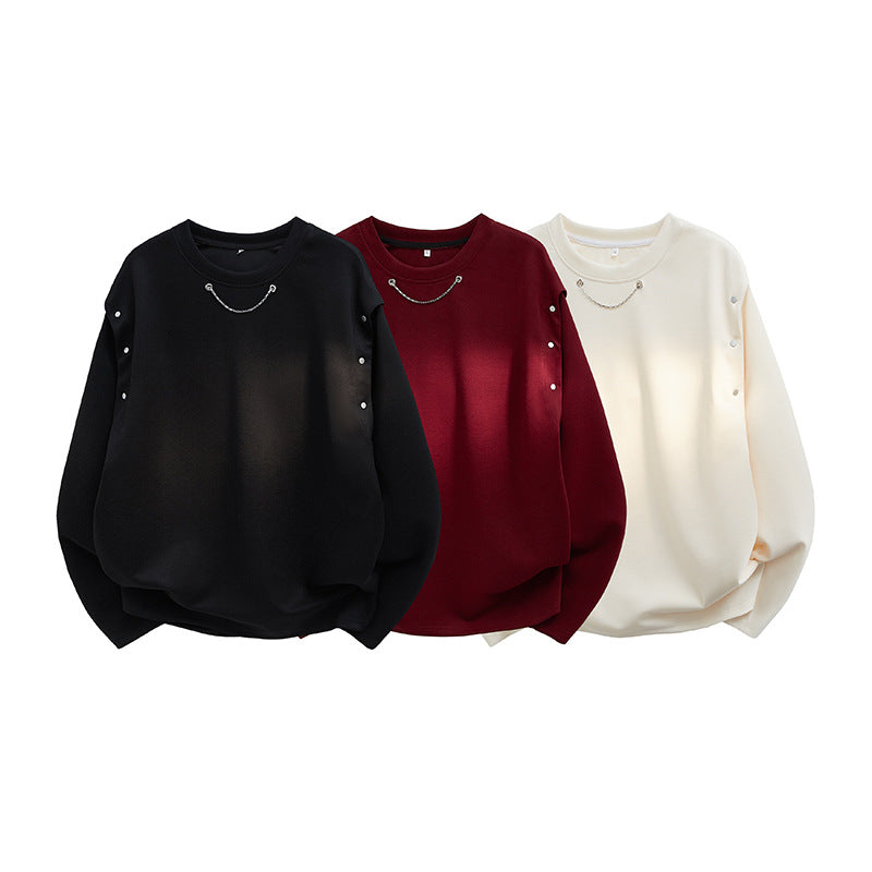 Damen trendiger Oversized Pullover mit dekorativen Knopfdetails
