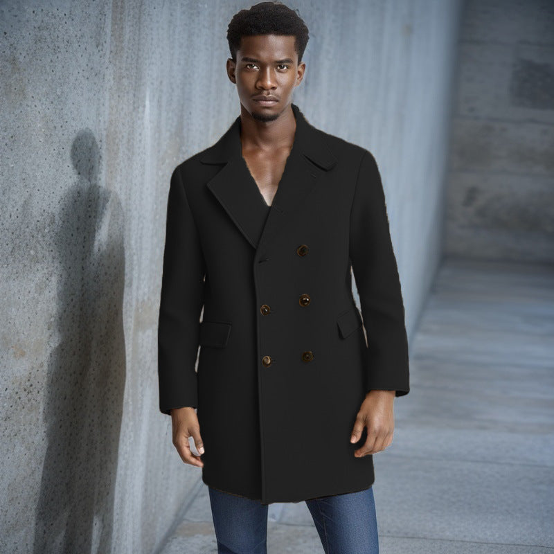 Herren eleganter Doppelreiher-Mantel mit modernem Schnitt und praktischen Taschen R&B