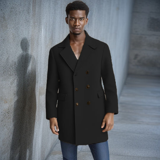 Herren eleganter Doppelreiher-Mantel mit modernem Schnitt und praktischen Taschen R&B
