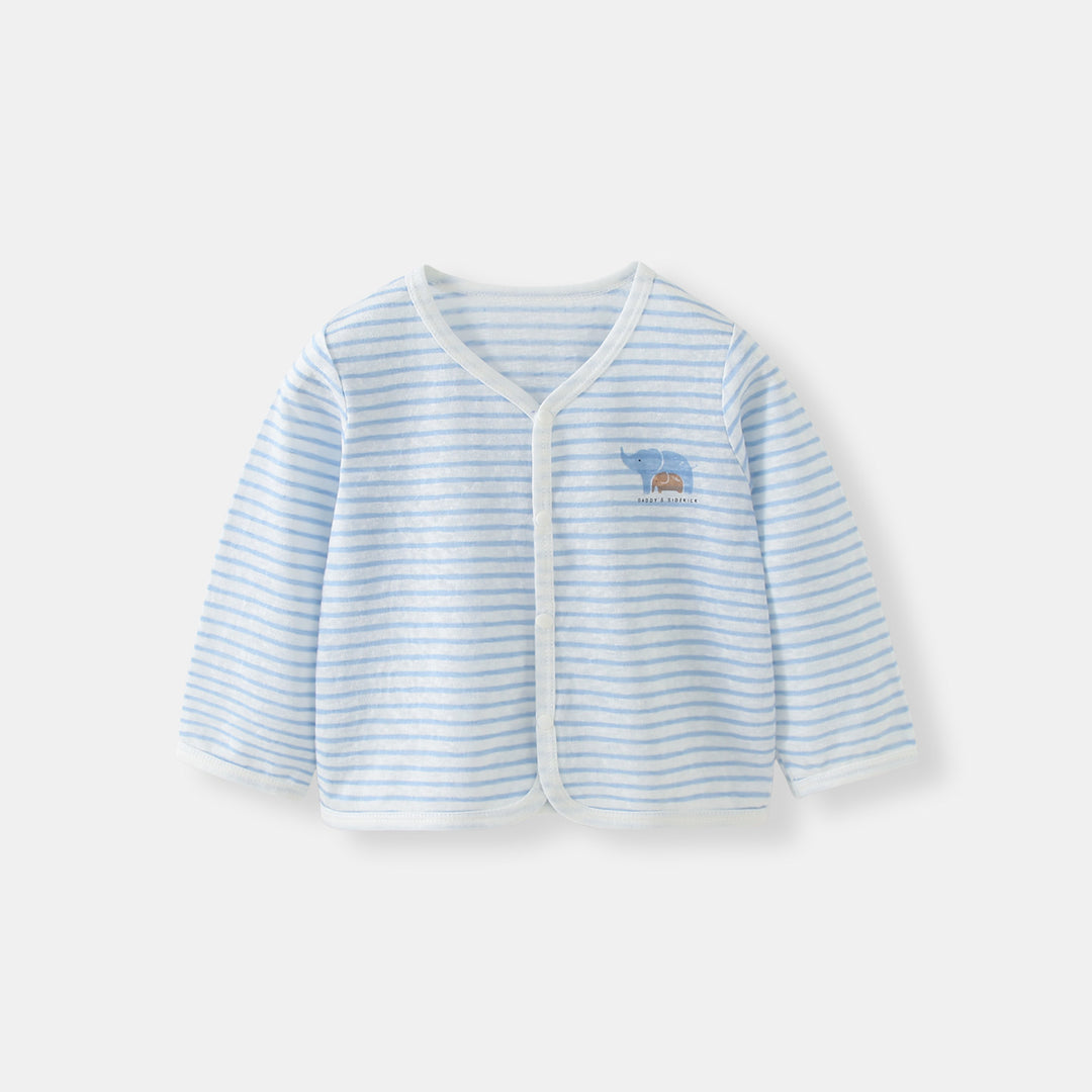 Unisex Nan Soft Organic Cotton Snap-Front Baby Cardigan mit besticktem Elefanten R&B