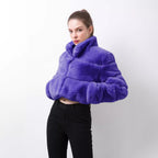 Damen modische kurze Kunstpelzjacke R&B