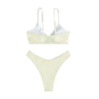 Damen Triangel-Bikini mit V-Ausschnitt und dekorativem Ring