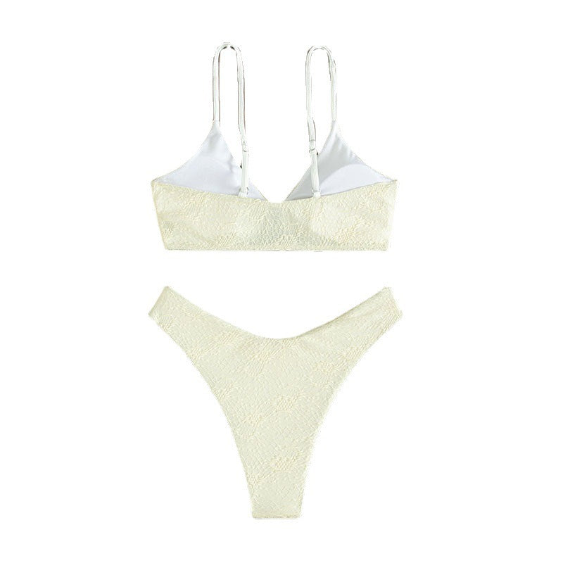 Damen Triangel-Bikini mit V-Ausschnitt und dekorativem Ring