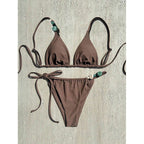 Damen Triangel-Bikini mit handgearbeiteten Schmuckdetails