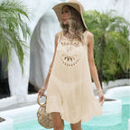 Damen luftige Strandkleid mit filigranem Häkelmuster R&B