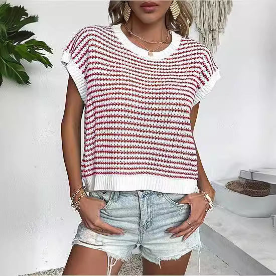 Damen lässiges Strickoberteil mit modernem Muster und weitem Schnitt R&B