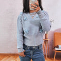 Damen Strickpullover mit floralen Applikationen und glänzenden Perlen R&B