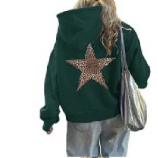 Damen Kapuzenpullover mit glitzerndem Sternmotiv R&B