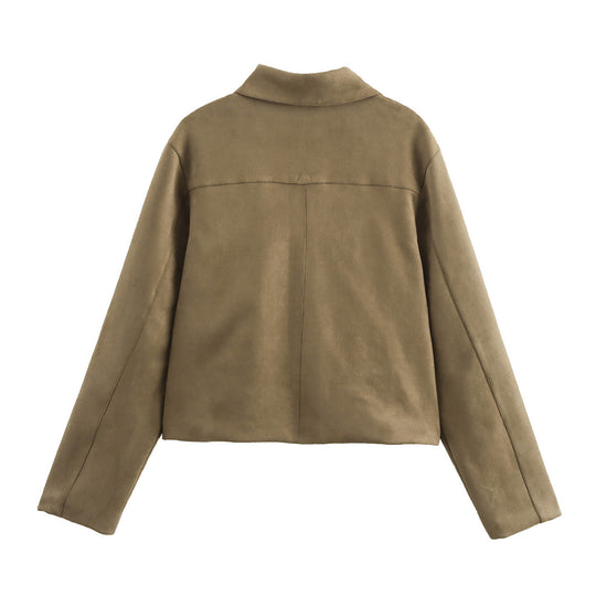 Damen cropped Utility-Jacke mit praktischen Taschen und modernem Schnitt R&B