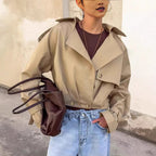 Damen Trendige Cropped Trenchjacke mit innovativen Ärmeln R&B