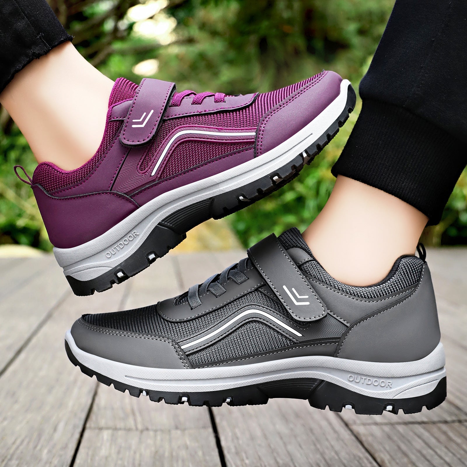 Damen Sportliche Outdoor-Sneaker mit verstellbarem Klettverschluss und griffiger Sohle R&B