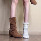 Damen Stiefeletten aus hochwertigem Wildleder mit modischem Schnallenakzent R&B