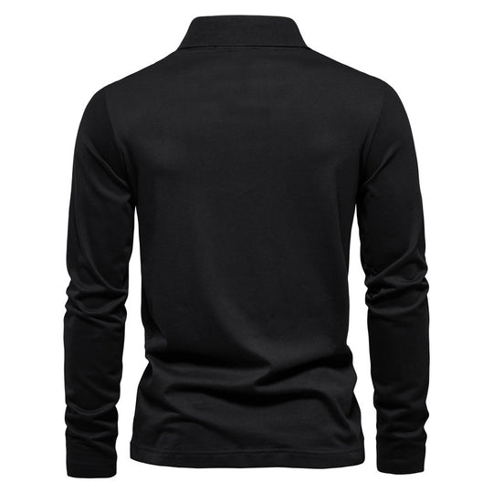 Herren Langärmliges Poloshirt mit modischem Reißverschluss und angenehmer Baumwollmischung R&B