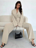 Damen Eleganter Oversized Jumpsuit mit Taillengürtel und breitem Bein R&B