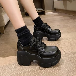 Damen Chunky Plateau Schnürschuhe mit glänzender Oberfläche R&B