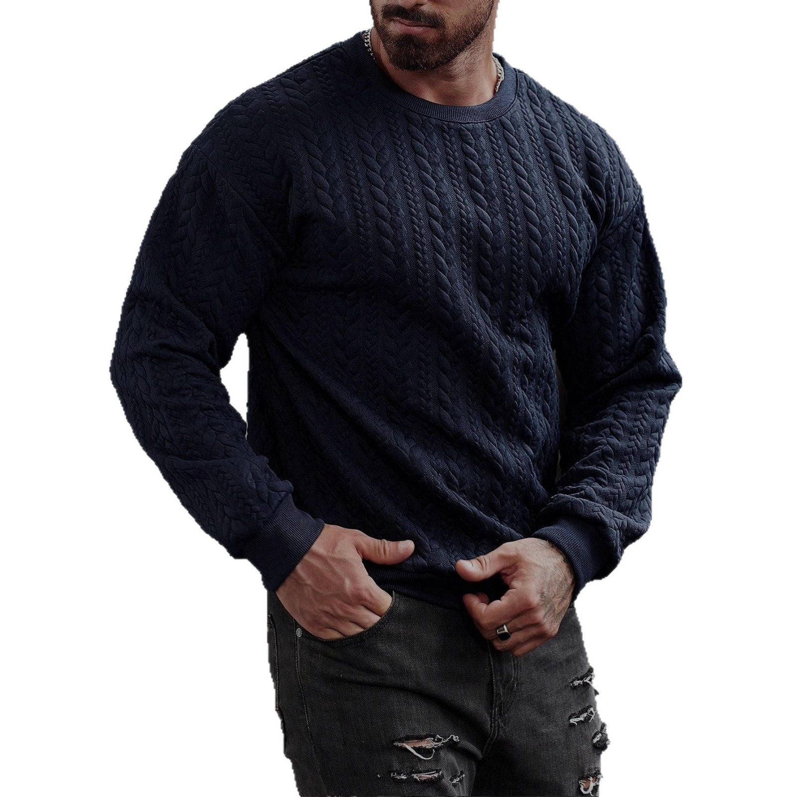 Herren Strickpullover mit strukturiertem Muster