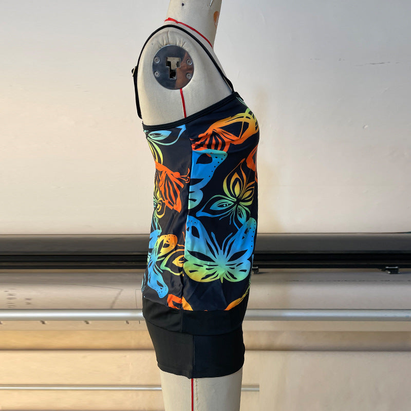 Damen Tankini mit modischem Blumenmuster und regulierbaren Trägern R&B