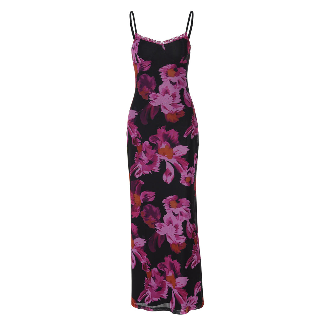 Damen Maxikleid mit feinem floralem Design und verstellbaren Trägern R&B