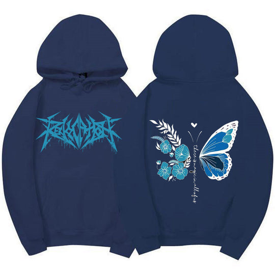 Damen Kapuzenpullover mit einzigartigem Schmetterlings- und Blumenmotiv R&B