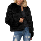 Damen Flauschige Kunstpelzjacke mit voluminösen Ärmeln und elegantem Schnitt R&B