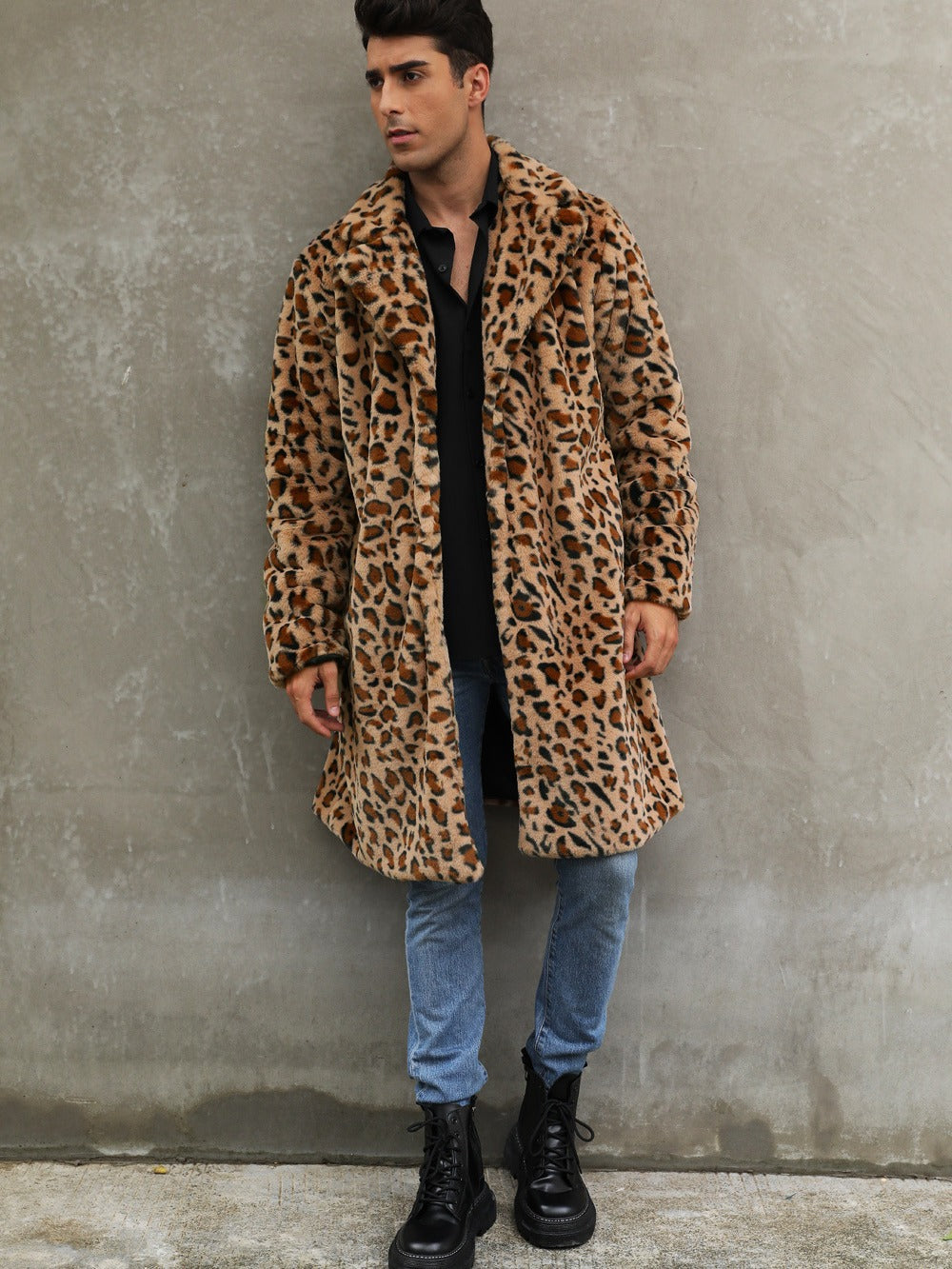 Herren Modischer Leopardenfell-Mantel R&B