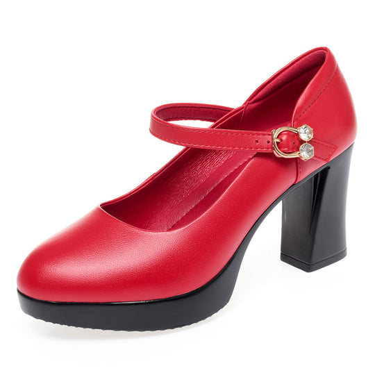 Damen Mary Jane Pumps mit Riemchen und elegantem Blockabsatz R&B