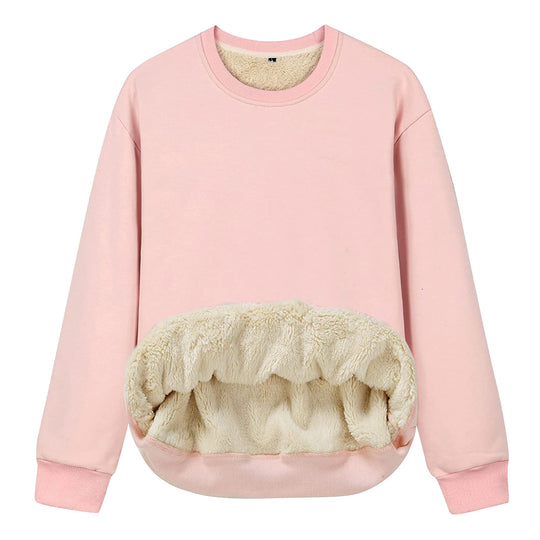 Damen Kuscheliger Sweatshirt mit weichem Innenfutter und Rundhalsausschnitt R&B